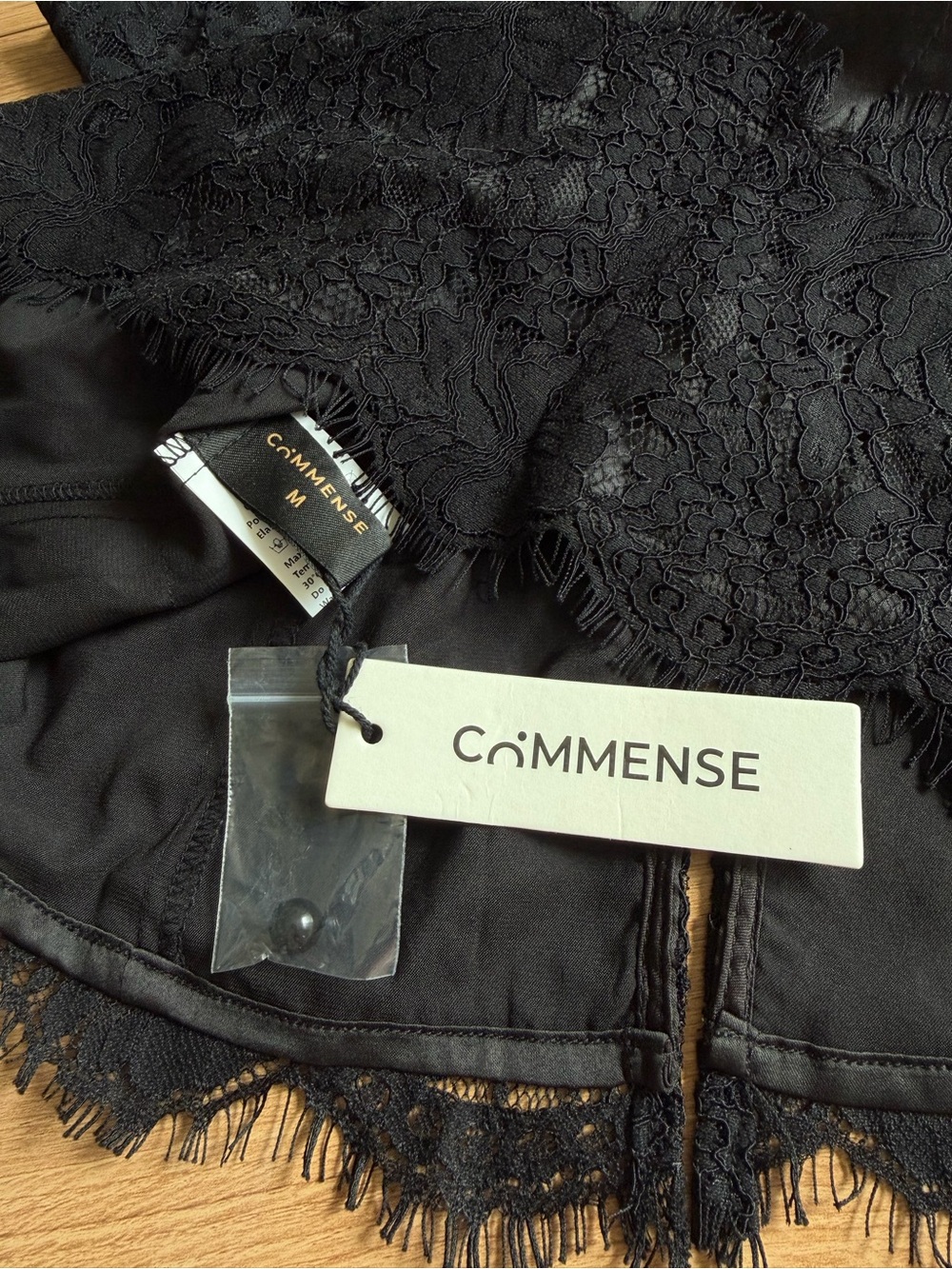Commense Black Lace satin Camisole with Fringe Hem - Picture 4 of 4